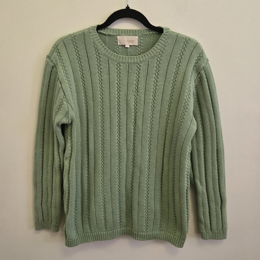 3/$30 Pariscope Green Cotton Knit Sweater Size S